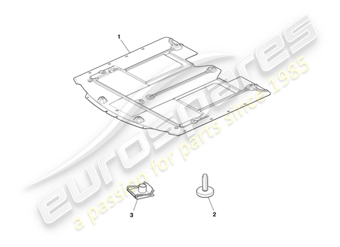aston martin db9 (2016) sottoscocca anteriore, diagramma delle parti volante