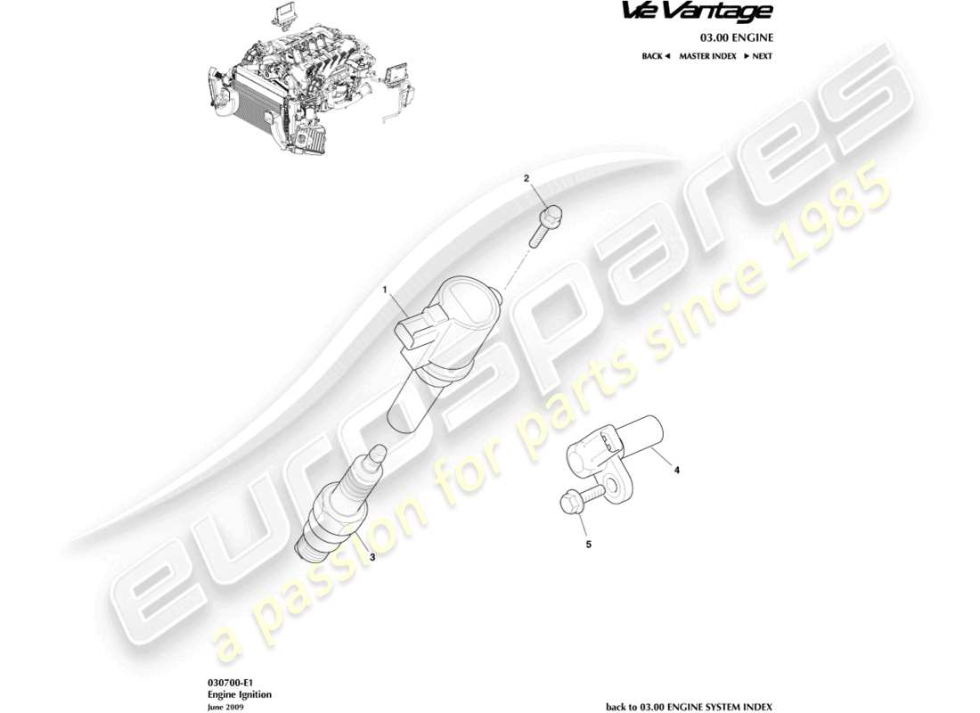 aston martin v12 vantage (2010) diagramma della parte di accensione