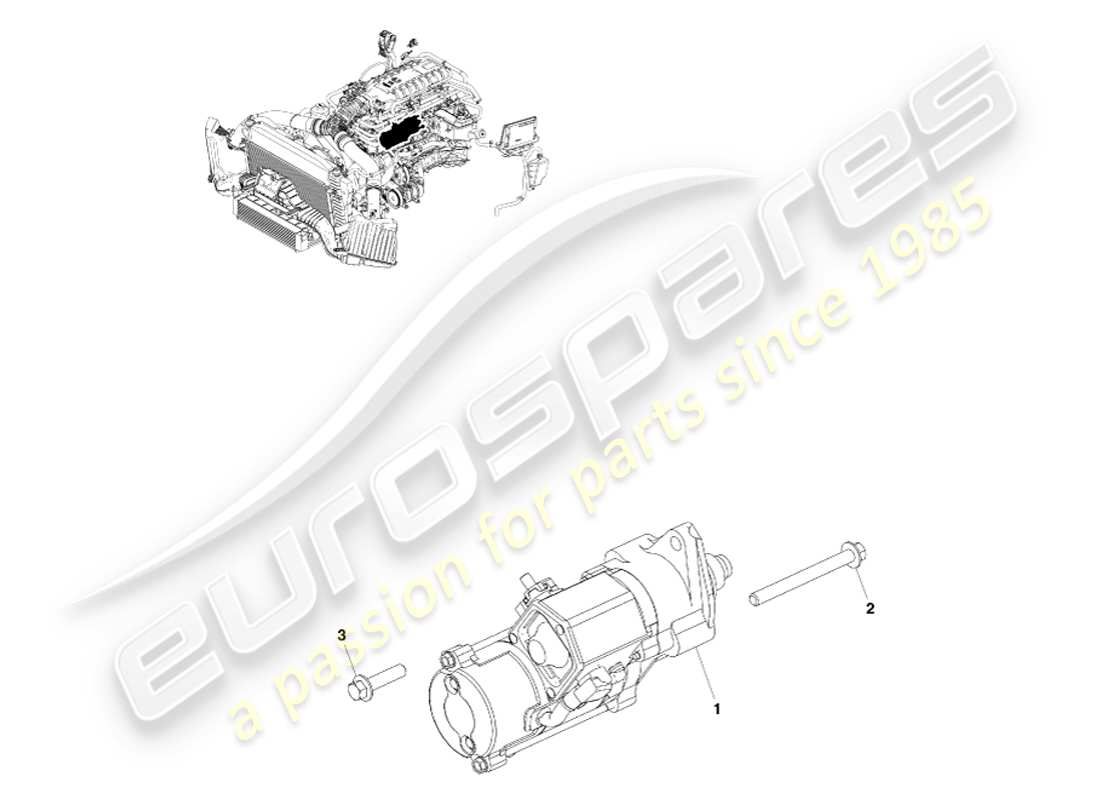 aston martin v8 vantage (2005) diagramma delle parti del motorino di avviamento