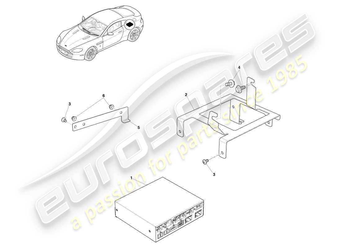 aston martin v8 vantage (2005) icu e staffa, diagramma delle parti 16my
