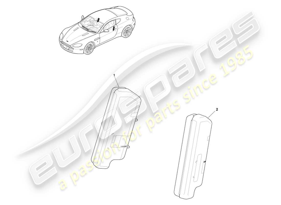 aston martin v8 vantage (2005) diagramma delle parti dell'airbag laterale