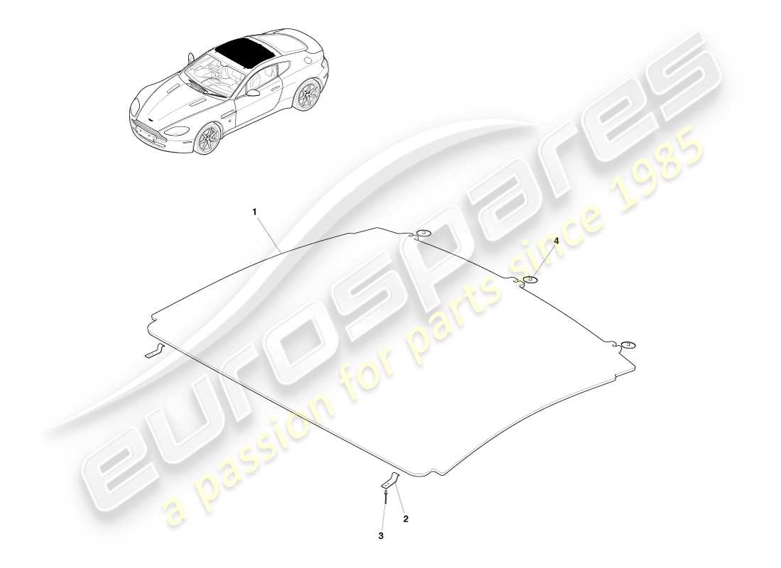aston martin v8 vantage (2007) diagramma delle parti del gruppo headliner