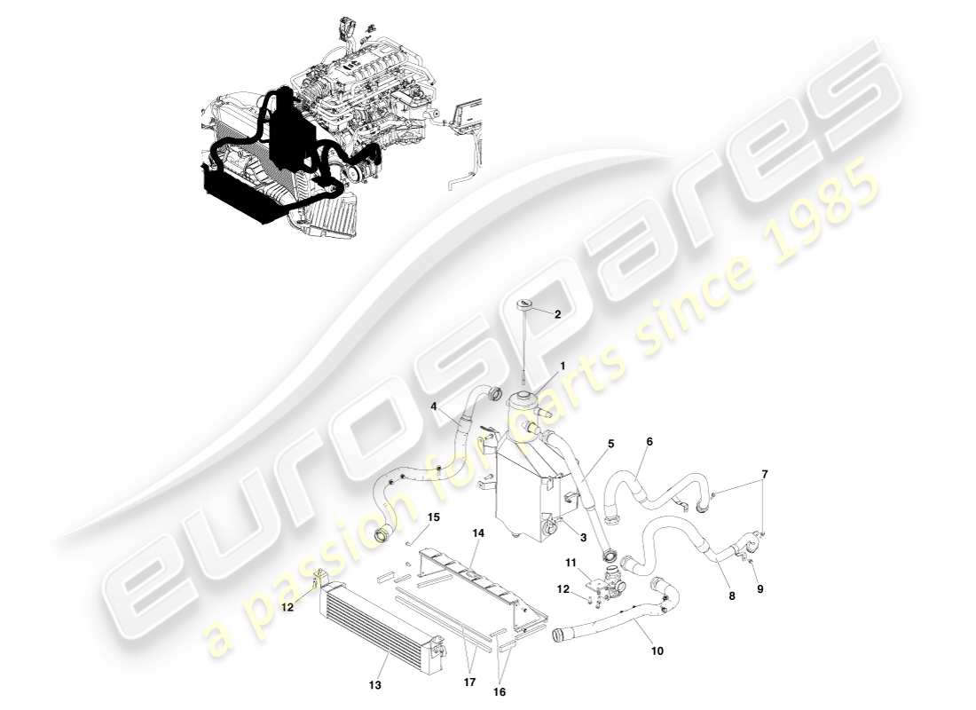 aston martin v8 vantage (2005) lubrificazione del motore, diagramma delle parti di montaggio in linea