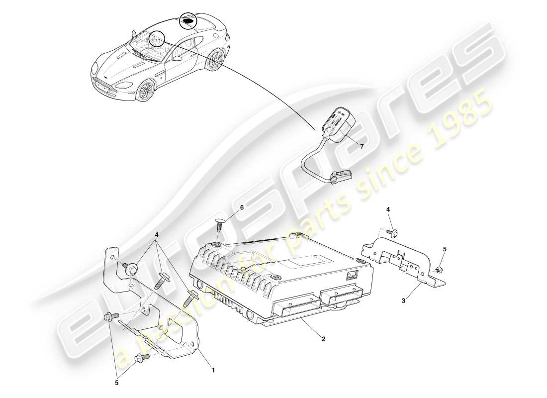 aston martin v8 vantage (2005) p3 amplificatore, diagramma delle parti del coupé