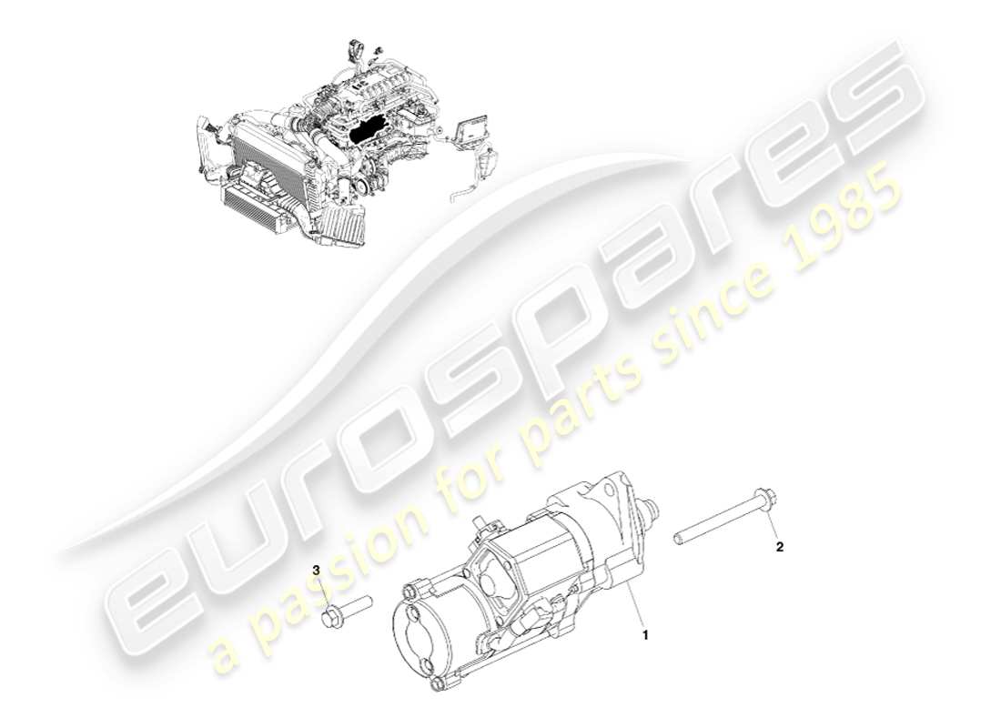 aston martin v8 vantage (2007) diagramma delle parti del motorino di avviamento