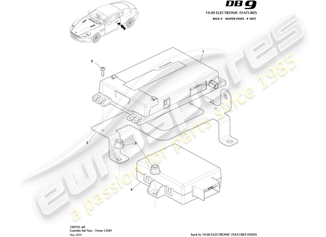 aston martin db9 (2009) navi, 12my eingeschaltet teilediagramm