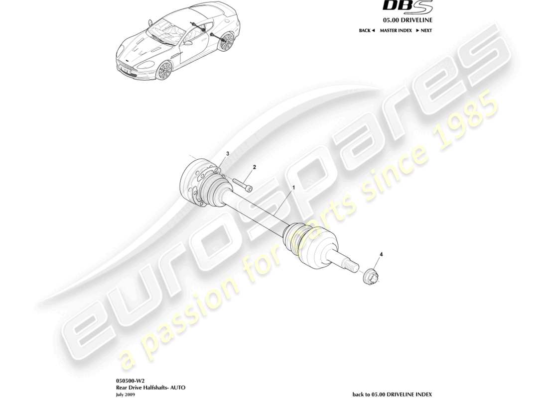 aston martin dbs (2013) gruppo semialbero posteriore, diagramma dei ricambi auto