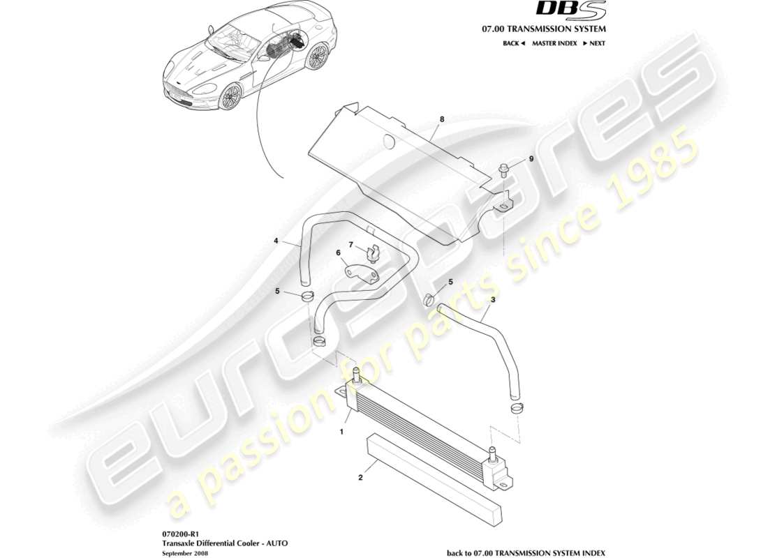 aston martin dbs (2013) diagramma delle parti del raffreddamento differenziale