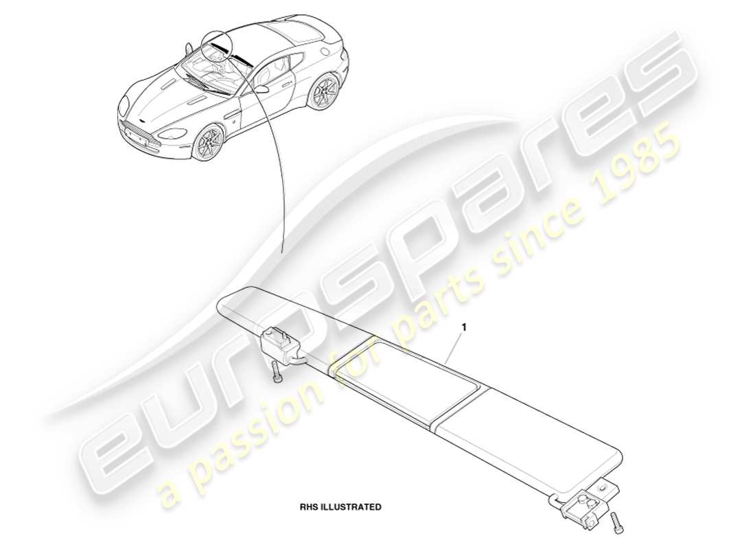 aston martin v8 vantage (2005) diagramma delle parti del parasole