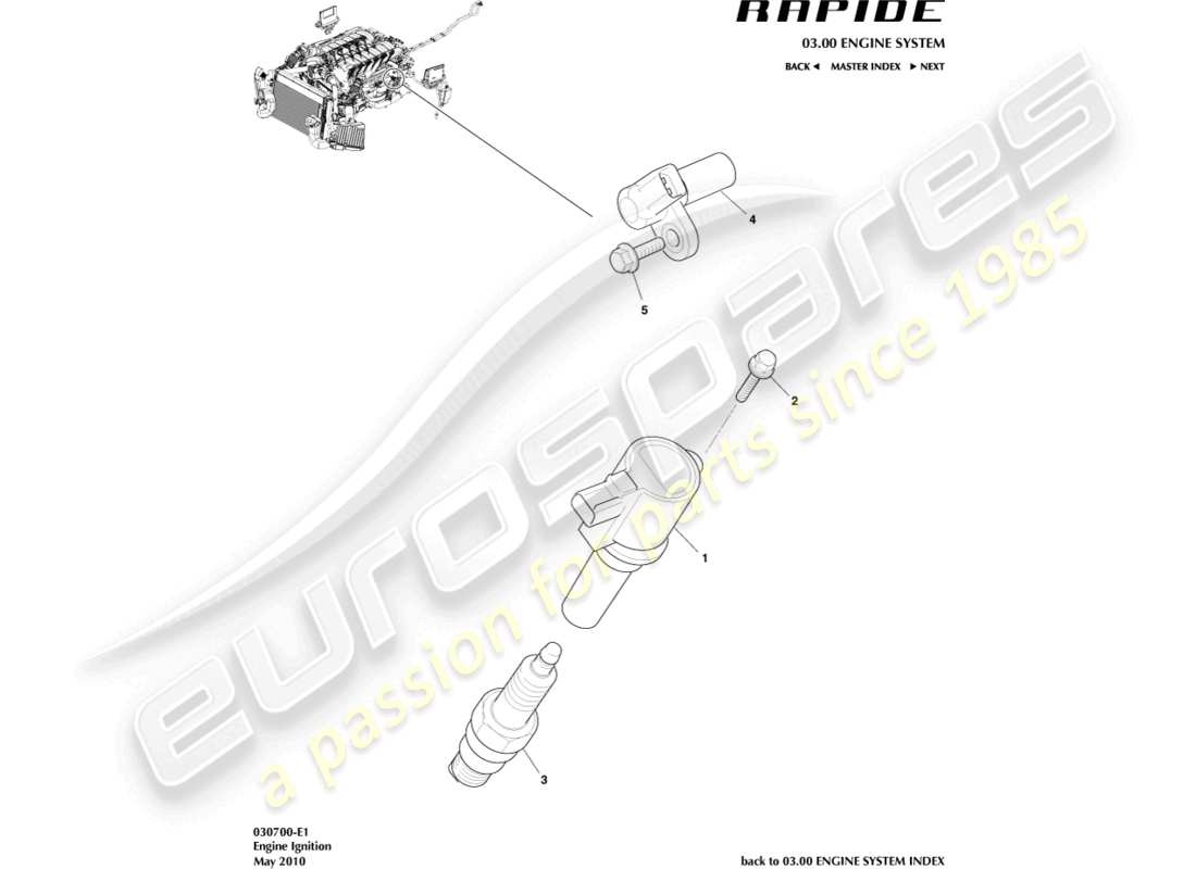 aston martin rapide (2013) diagramma della parte di accensione