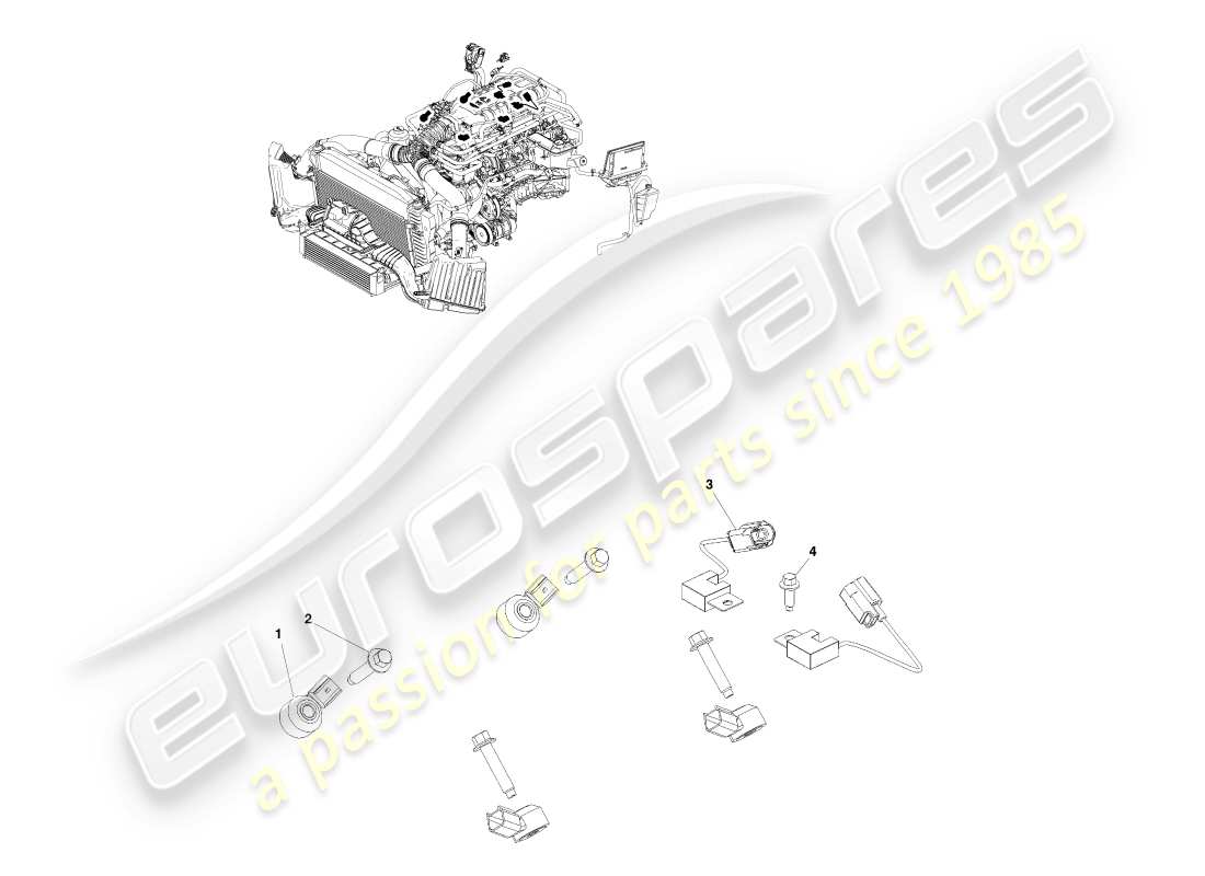 aston martin v8 vantage (2005) diagramma delle parti del controllo elettronico del motore
