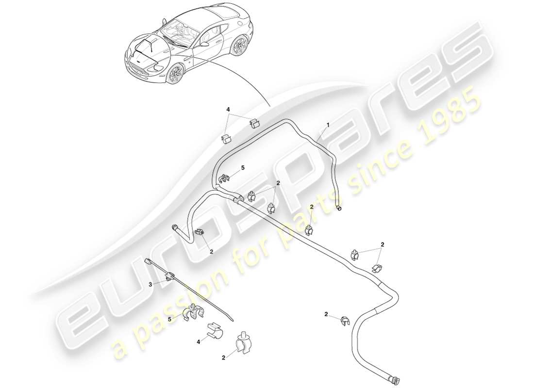 aston martin v8 vantage (2005) diagramma delle parti del lavaggio dei fari