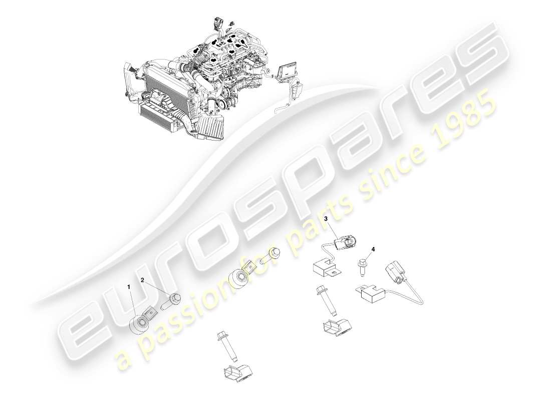 aston martin v8 vantage (2007) diagramma delle parti del controllo elettronico del motore