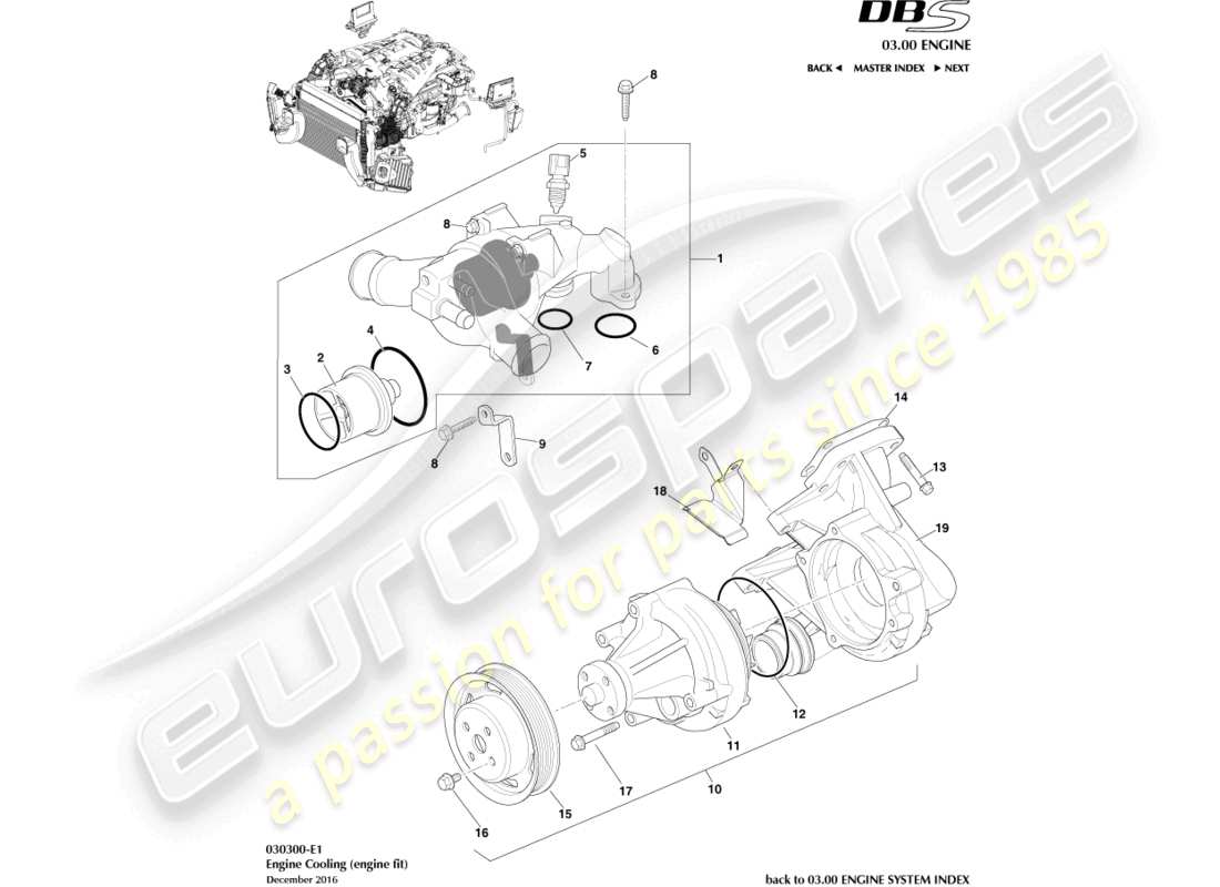 aston martin dbs (2013) raffreddamento del motore diagramma delle parti