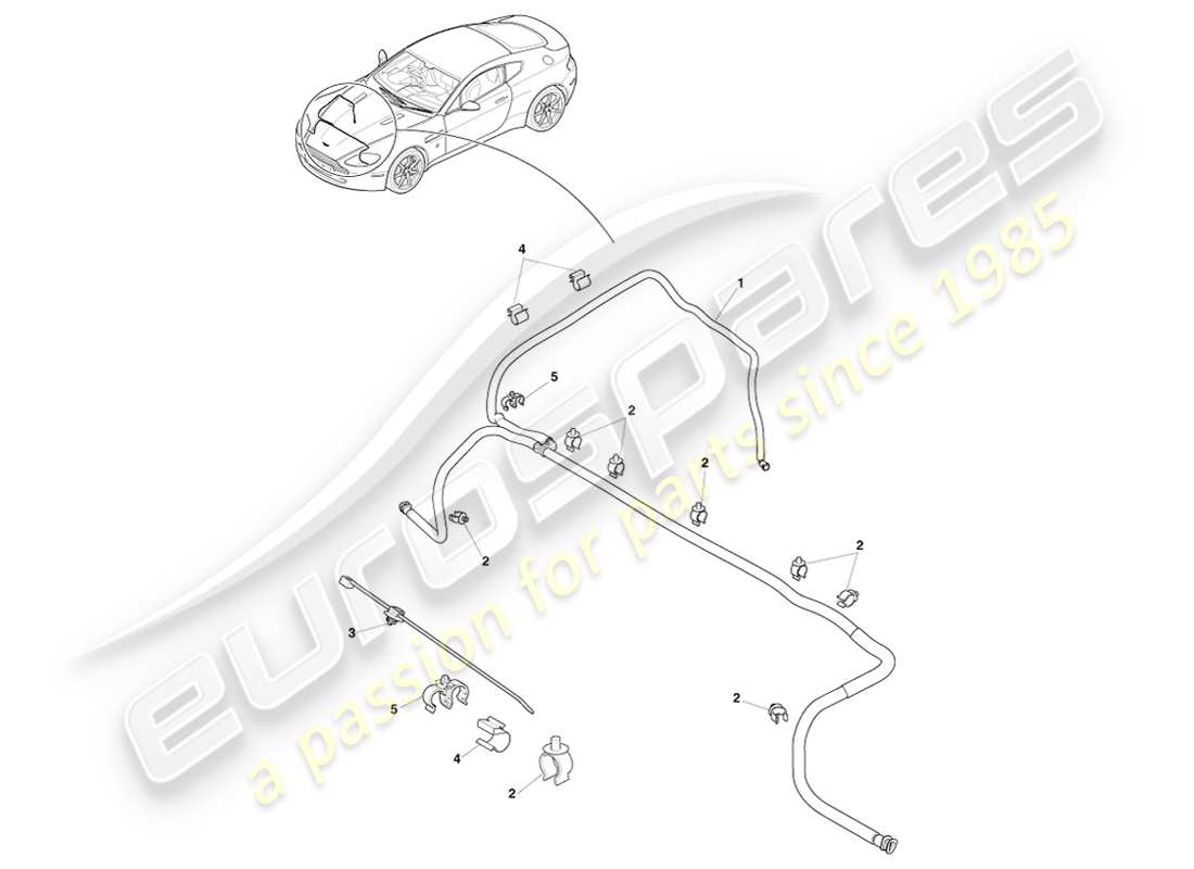 aston martin v8 vantage (2007) diagramma delle parti del lavaggio dei fari