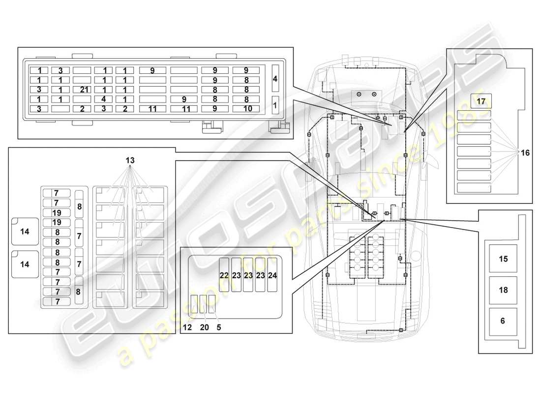 lamborghini gallardo spyder (2006) elettriche centrali diagramma delle parti
