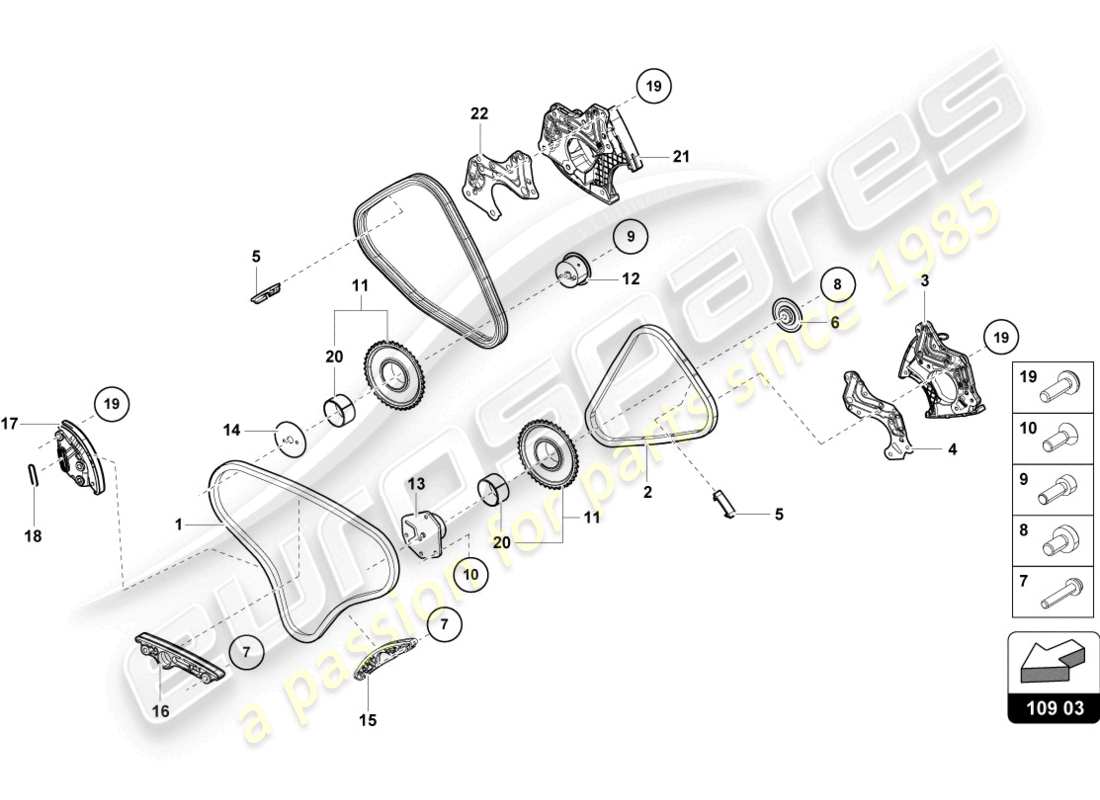 lamborghini 2024 (sto) diagramma delle parti della catena di distribuzione