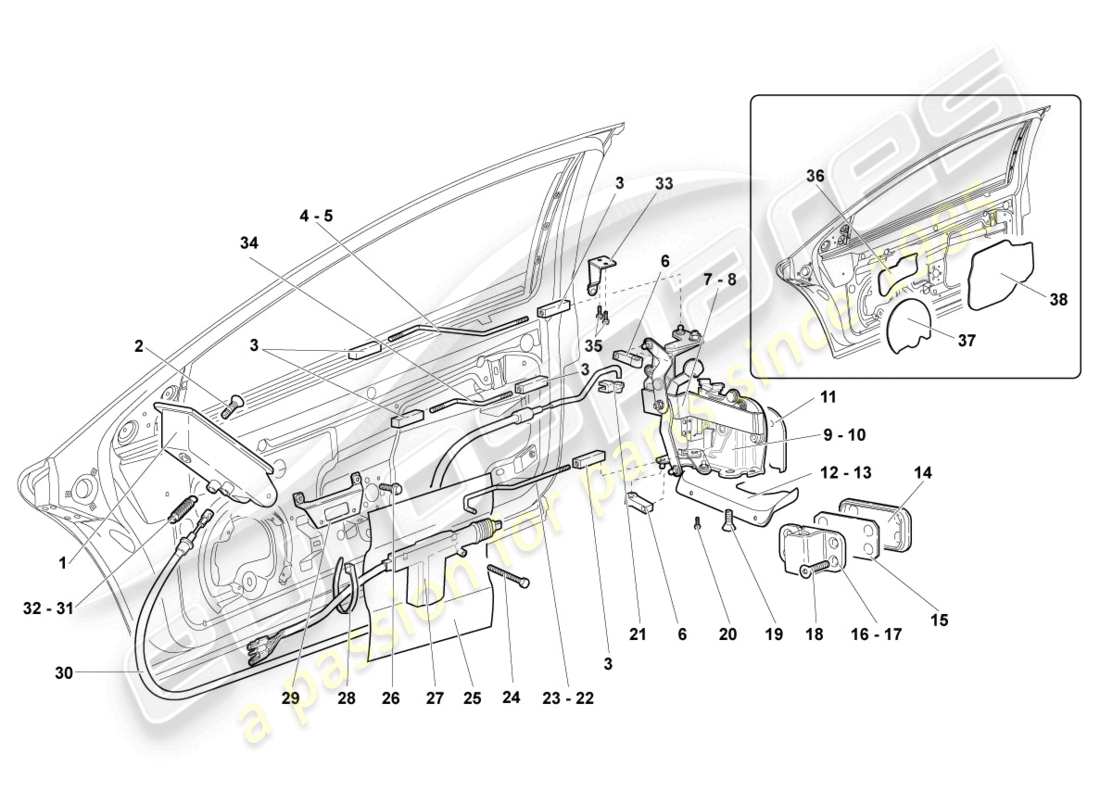 lamborghini reventon schema delle parti della serratura della porta