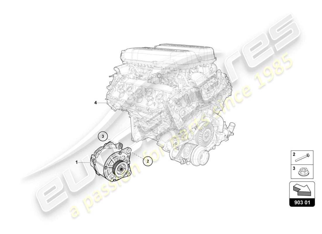 lamborghini evo spyder (2023) alternatore diagramma delle parti