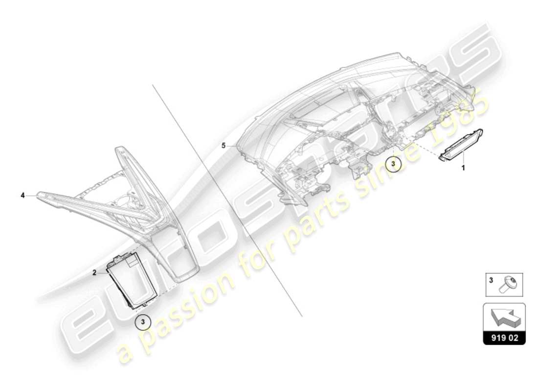 lamborghini revuelto coupe (2024) unità di visualizzazione diagramma delle parti