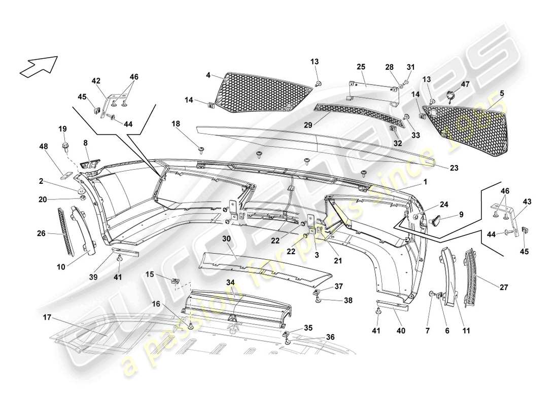 lamborghini lp550-2 coupe (2011) paraurti anteriore diagramma delle parti