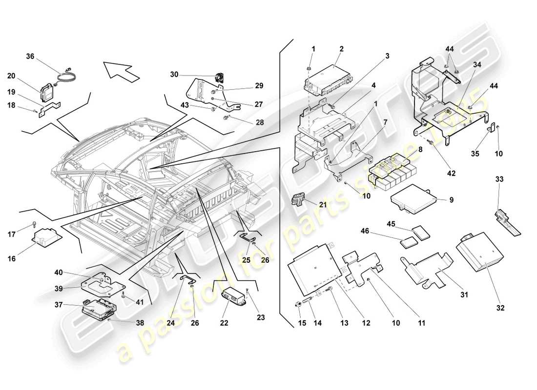 lamborghini gallardo spyder (2006) centrale di controllo per sistema convenience schema parte