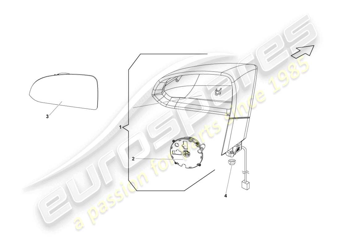 lamborghini superleggera (2008) specchio esterno schema delle parti