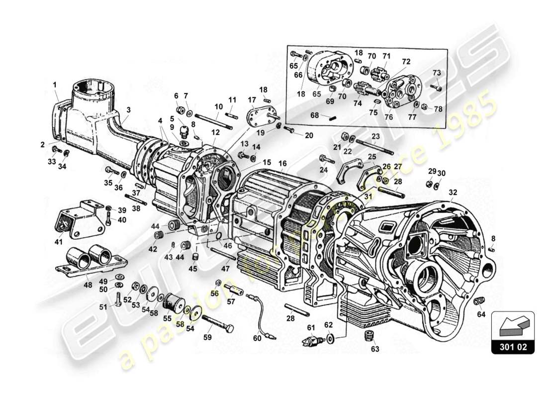 lamborghini countach 25th anniversary (1989) riduttore diagramma delle parti