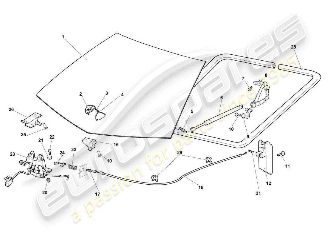 lamborghini reventon diagramma delle parti del cofano