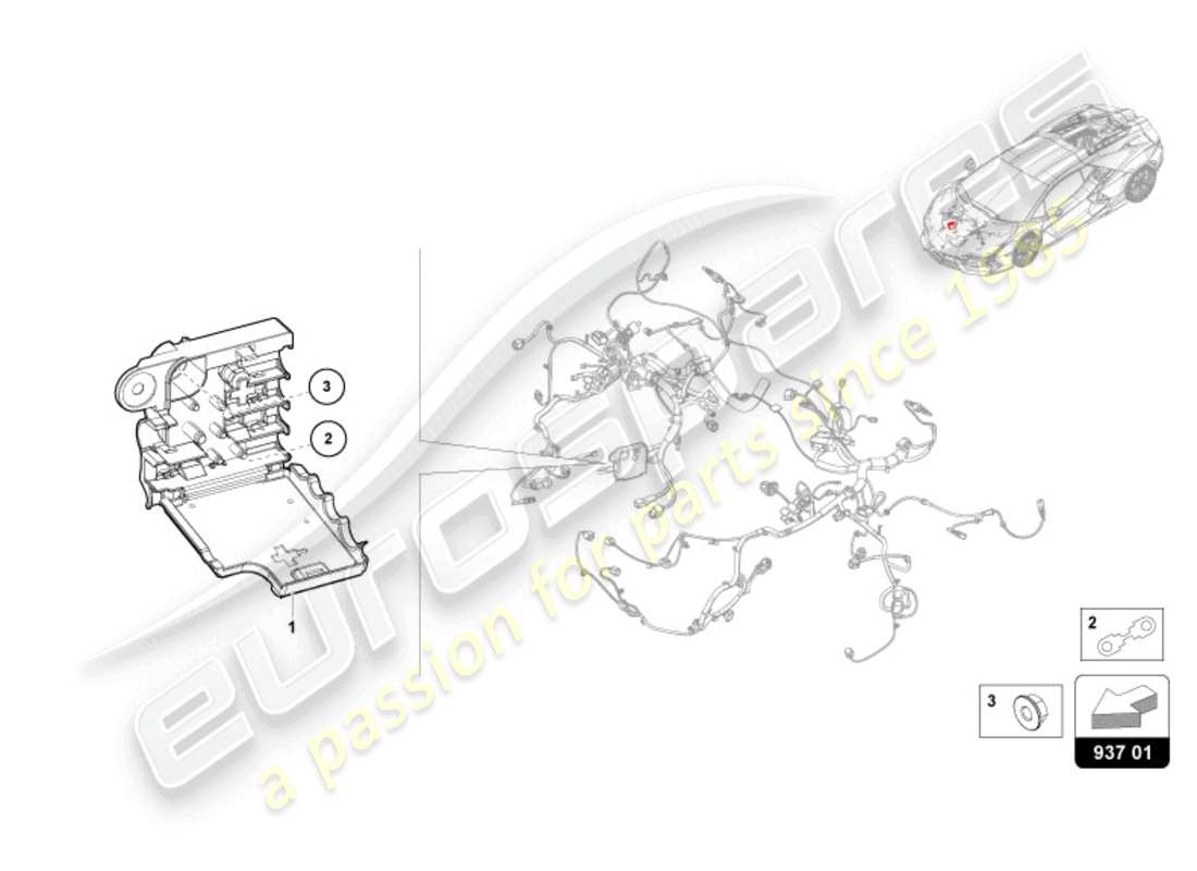 lamborghini revuelto coupe (2024) elettriche centrali diagramma delle parti