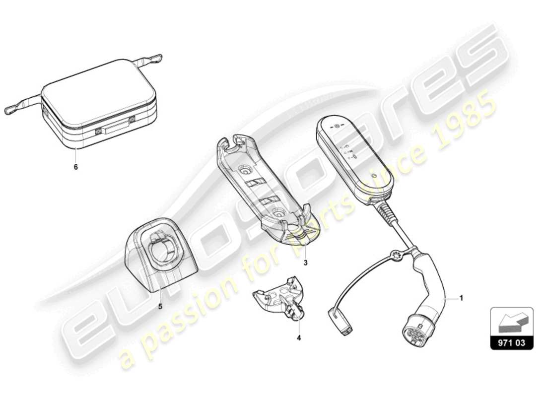 lamborghini revuelto coupe (2024) diagramma delle parti del cavo di ricarica
