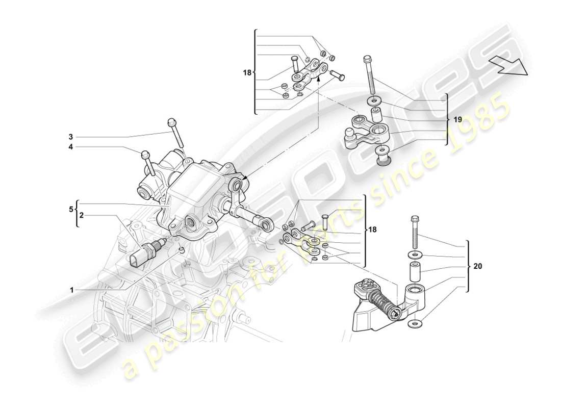 lamborghini lp560-4 spider (2013) schema delle parti esterne del meccanismo del selettore