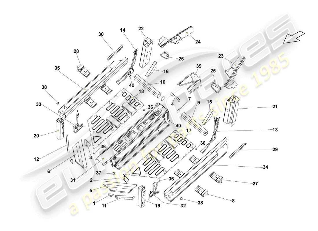 lamborghini lp560-4 coupe fl ii (2013) schema delle parti montaggio a pavimento