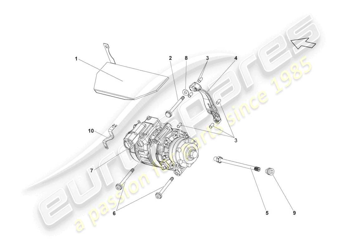 lamborghini blancpain sts (2013) diagramma delle parti del compressore a/c