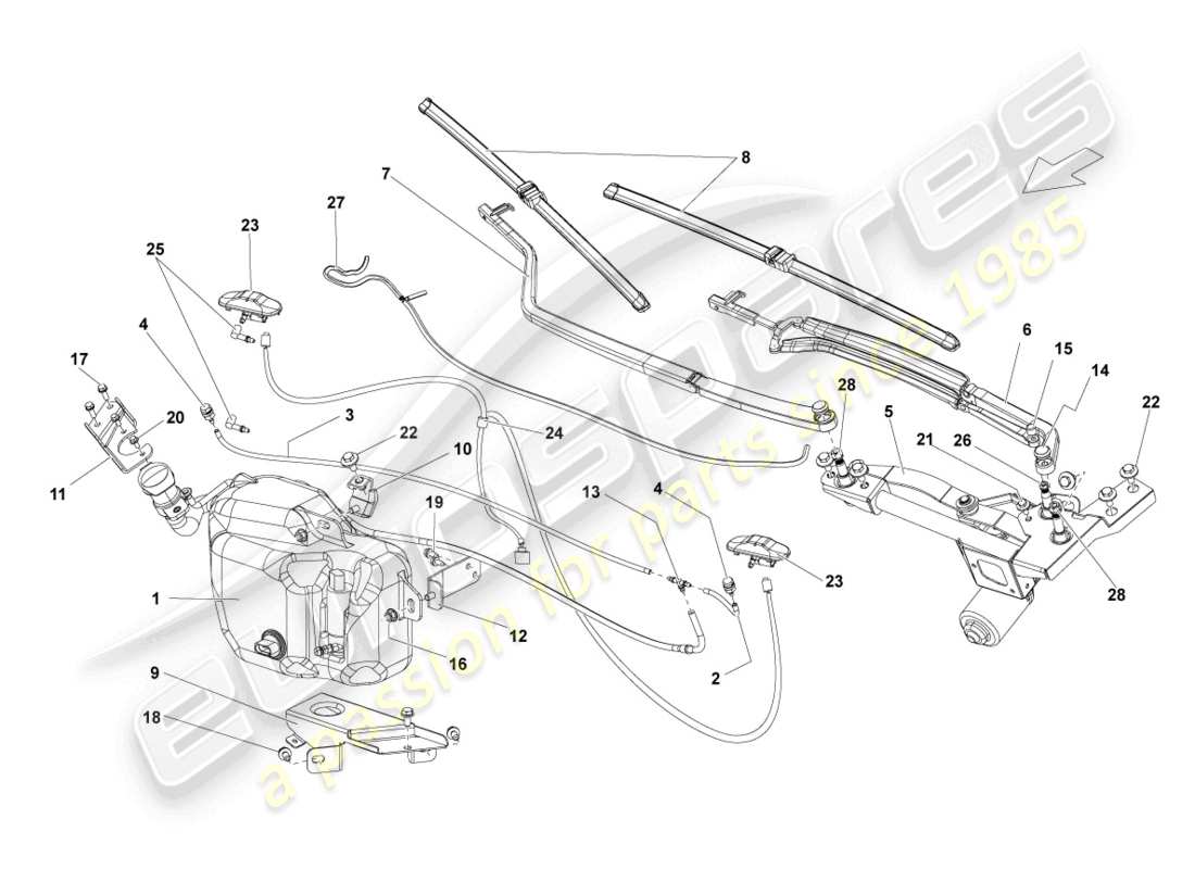 lamborghini superleggera (2008) schema delle parti rondella lavavetri