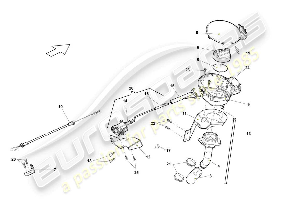 lamborghini lp560-4 coupe fl ii (2013) sportello del riempimento del carburante schema delle parti