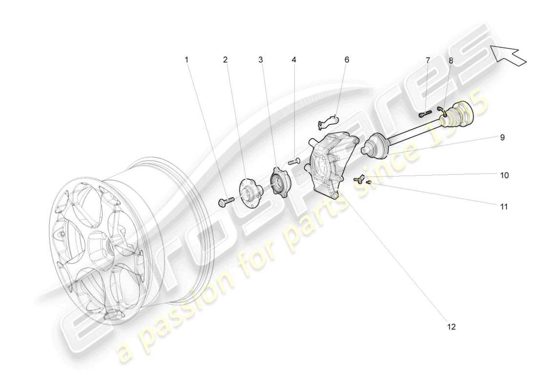 lamborghini gallardo coupe (2004) schema delle parti dell'albero di trasmissione posteriore