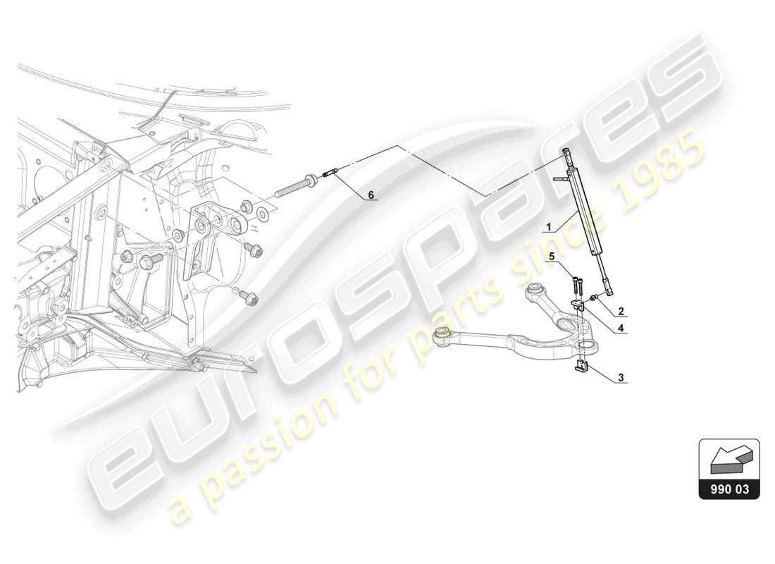lamborghini gt3 (2017) potenziometro ammortizzatore anteriore diagramma delle parti
