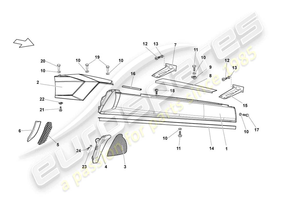 lamborghini reventon lato lato destro diagramma delle parti