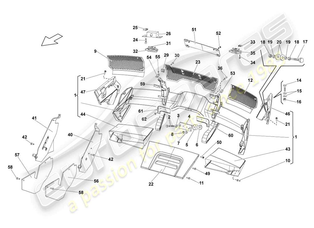 lamborghini lp670-4 sv (2010) paraurti posteriore diagramma delle parti