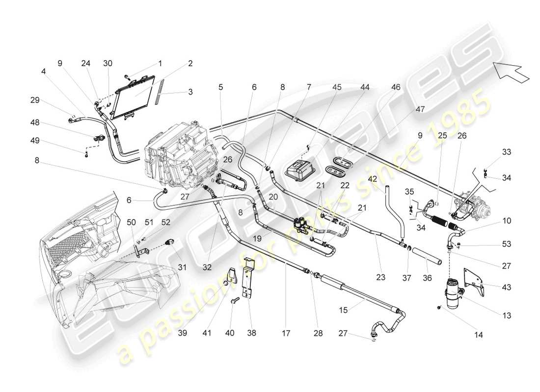 lamborghini gallardo coupe (2004) diagramma delle parti del condensatore a/c