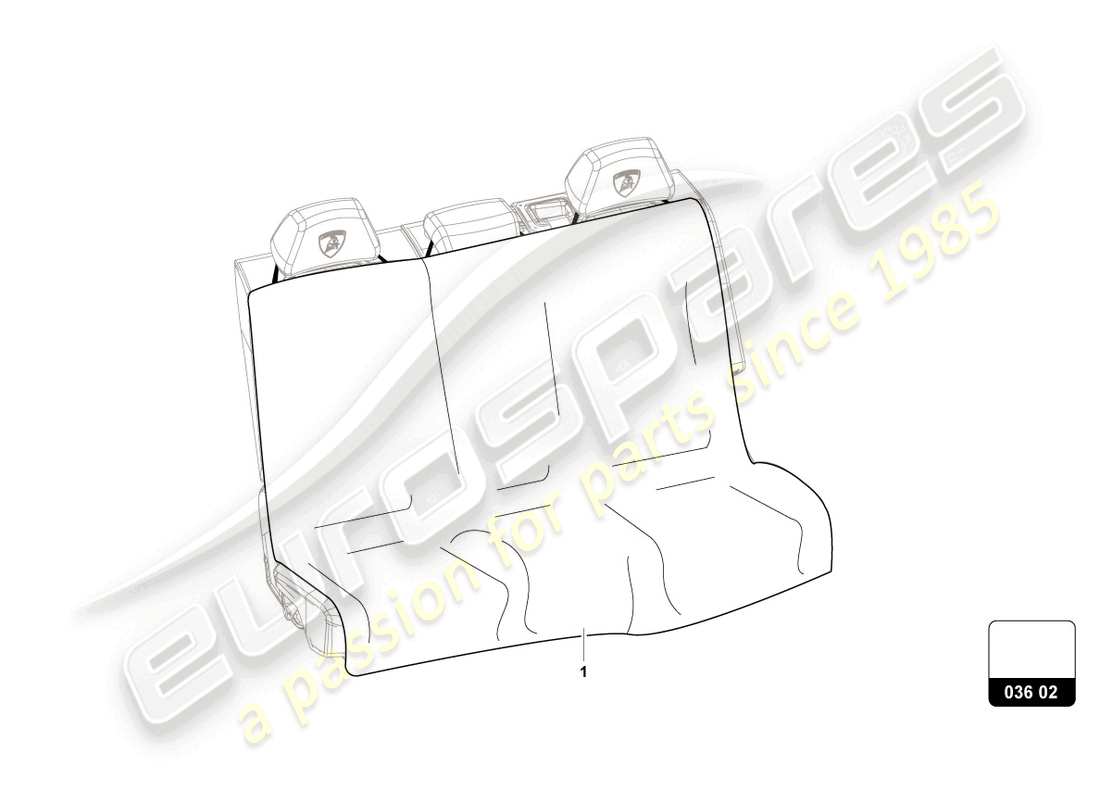 lamborghini urus performante (accessories) diagramma delle parti del cuscino del sedile