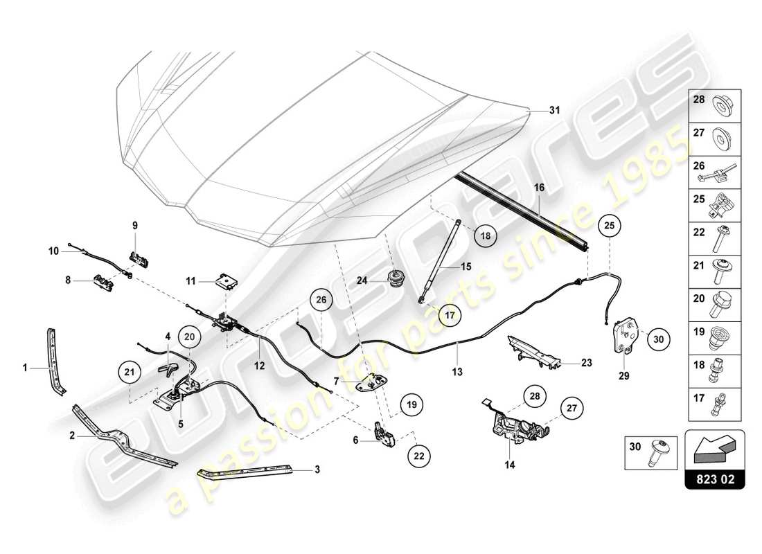 lamborghini urus (2022) guarnizione copertura motore diagramma delle parti