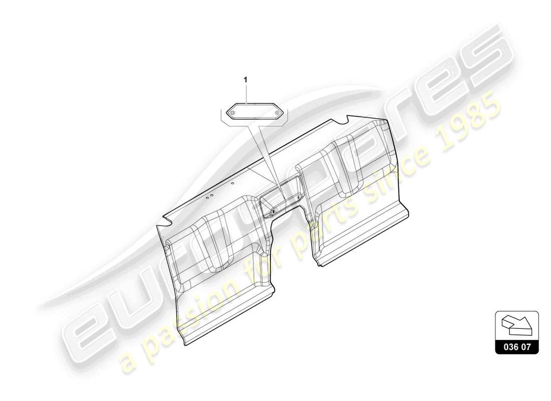 lamborghini huracan sto (accessories) diagramma delle parti del targa da appendere