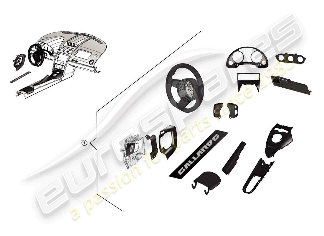 lamborghini lp560-4 spyder fl ii (accessories) pacchetto retrofit dark carbon schema delle parti