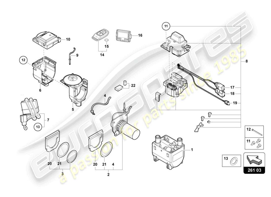 lamborghini urus (2020) riscaldatore ausiliario per circuito refrigerante schema delle parti