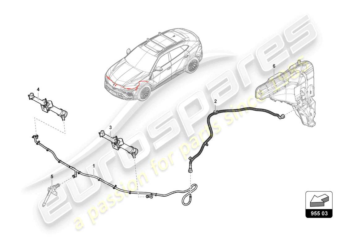 lamborghini urus (2021) impianto rondella diagramma delle parti