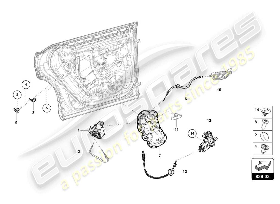 lamborghini urus (2022) serratura porta posteriore diagramma delle parti