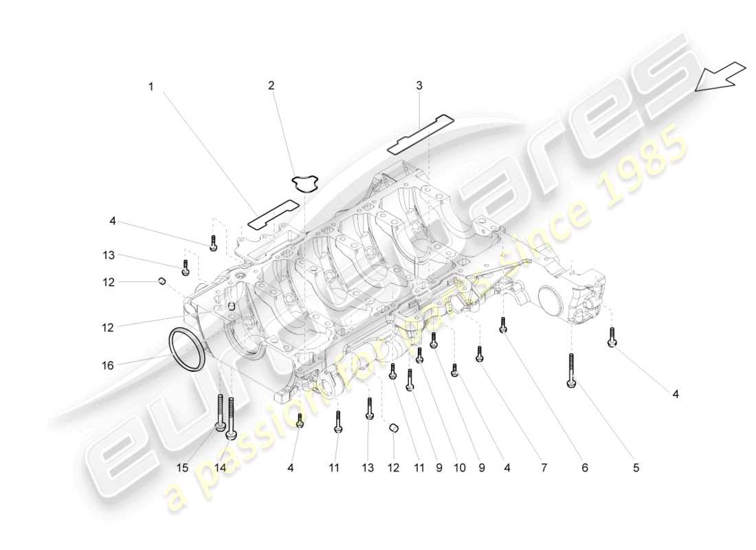 lamborghini lp560-4 spider (2010) alloggiamento basamento inferiore diagramma delle parti