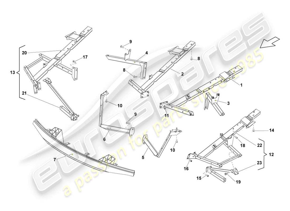 lamborghini blancpain sts (2013) parte anteriore della carrozzeria schema delle parti